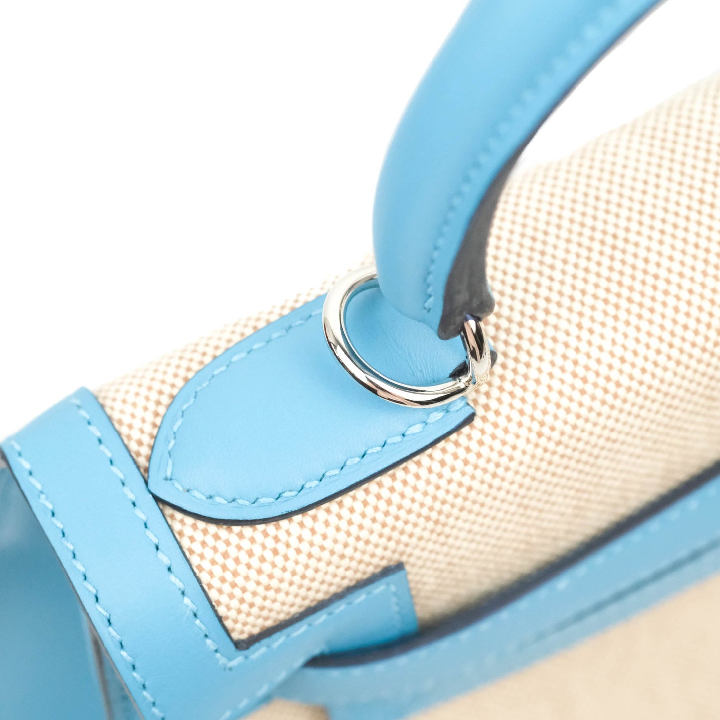 Hermès Kelly 28 Bleu Du Nord Swift & Ecru-beige Toile H Palladium Hardware