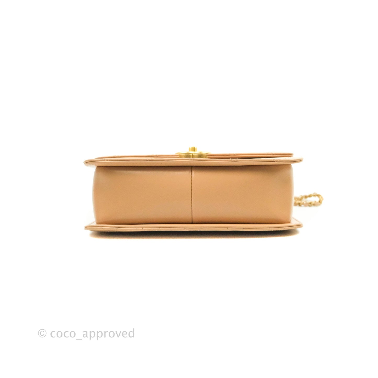 Chanel Quilted Small Perfect Fit Adjustable Beige Calfskin Gold Hardware 21A