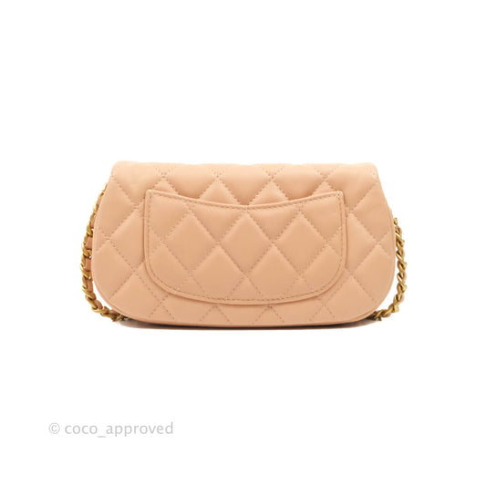 Chanel Clutch with Chain Beige Pink Calfskin Aged Gold Hardware