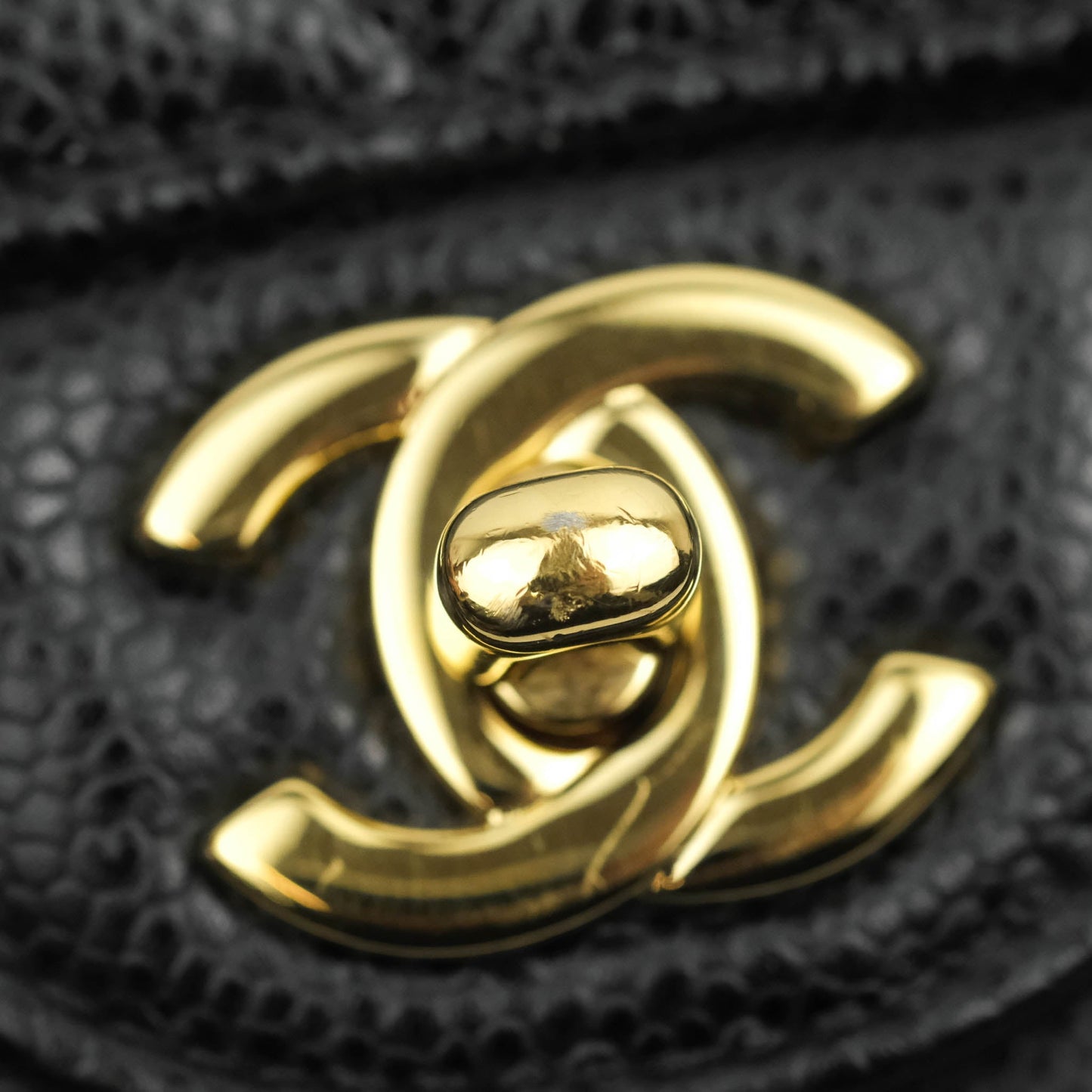 Chanel Classic M/L Medium Double Flap Black Caviar Gold Hardware
