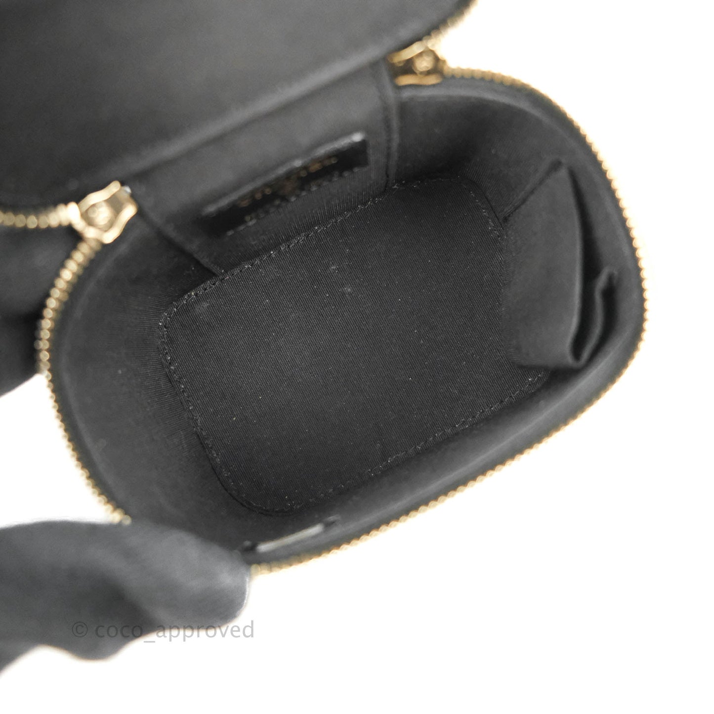 Chanel Mini Top Handle Vanity With Chain Black Lambskin Gold Hardware