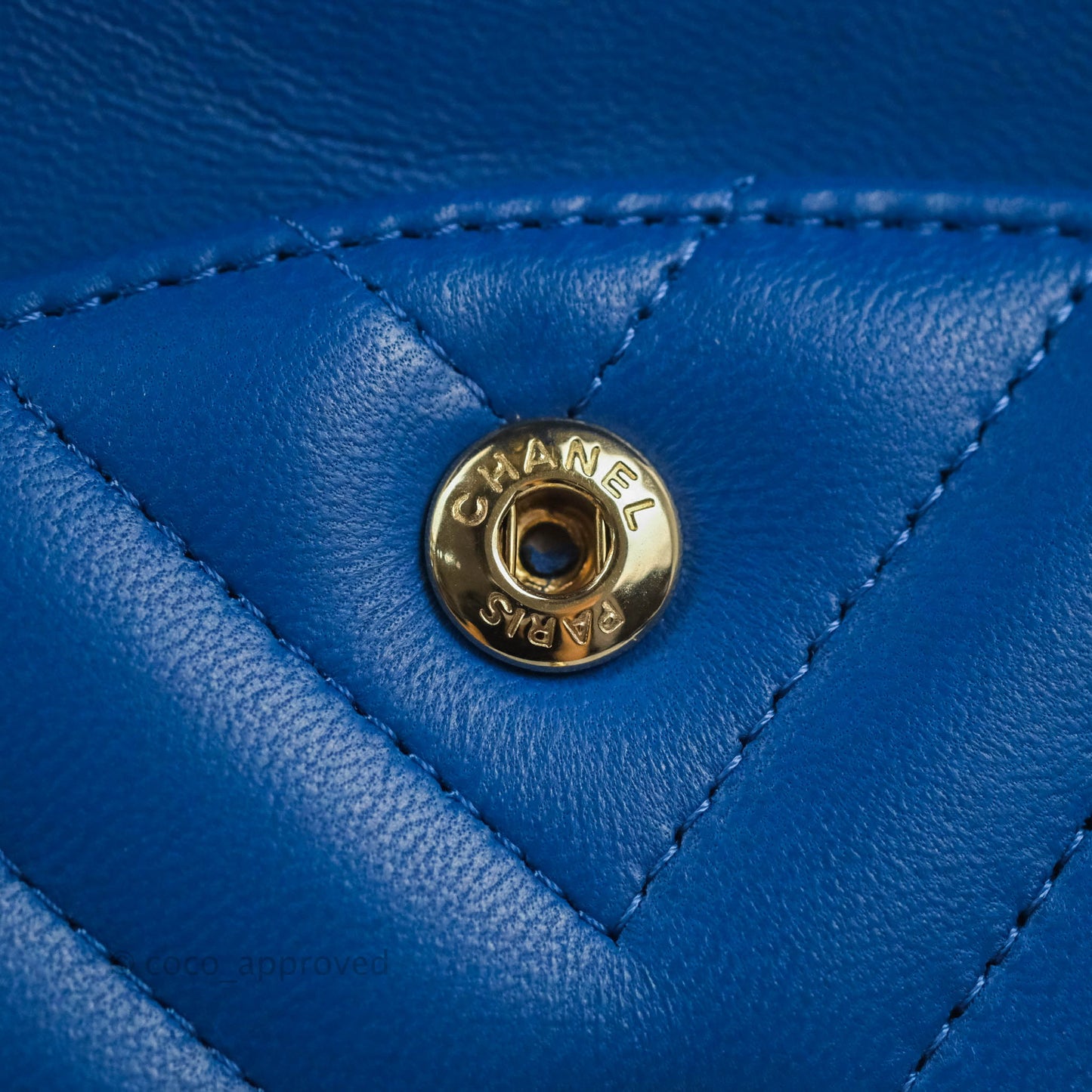 Chanel Classic Chevron S/M Small Double Flap Blue Lambskin Gold Hardware