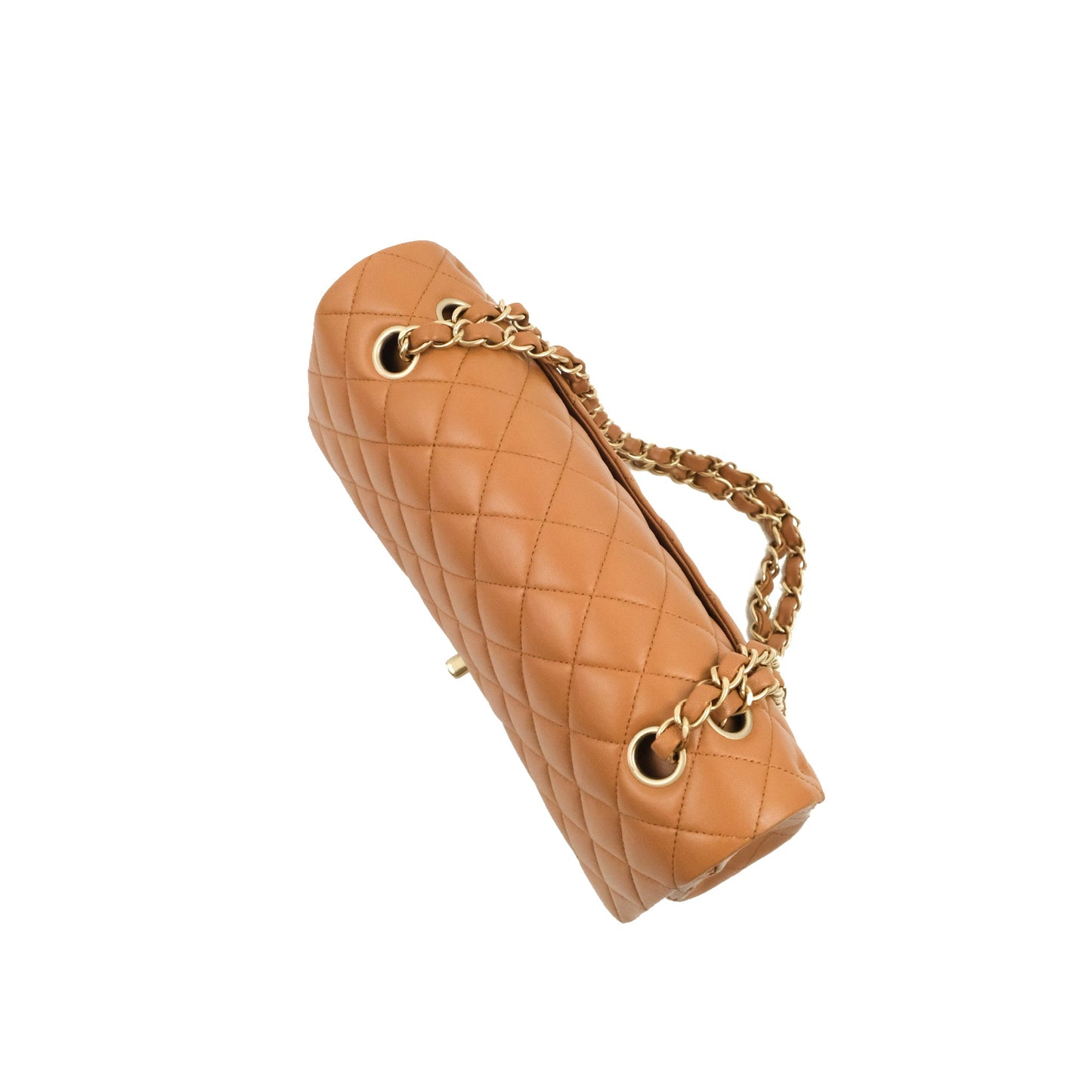 Chanel Classic M/L Medium Flap Quilted Dark Beige Caramel Lambskin Gold Hardware