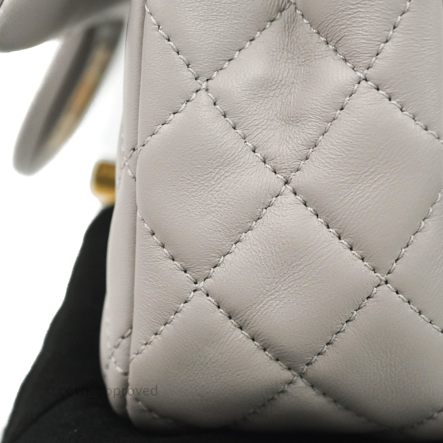 Chanel Mini Rectangular Pearl Crush Quilted Grey Lambskin Aged Gold Hardware