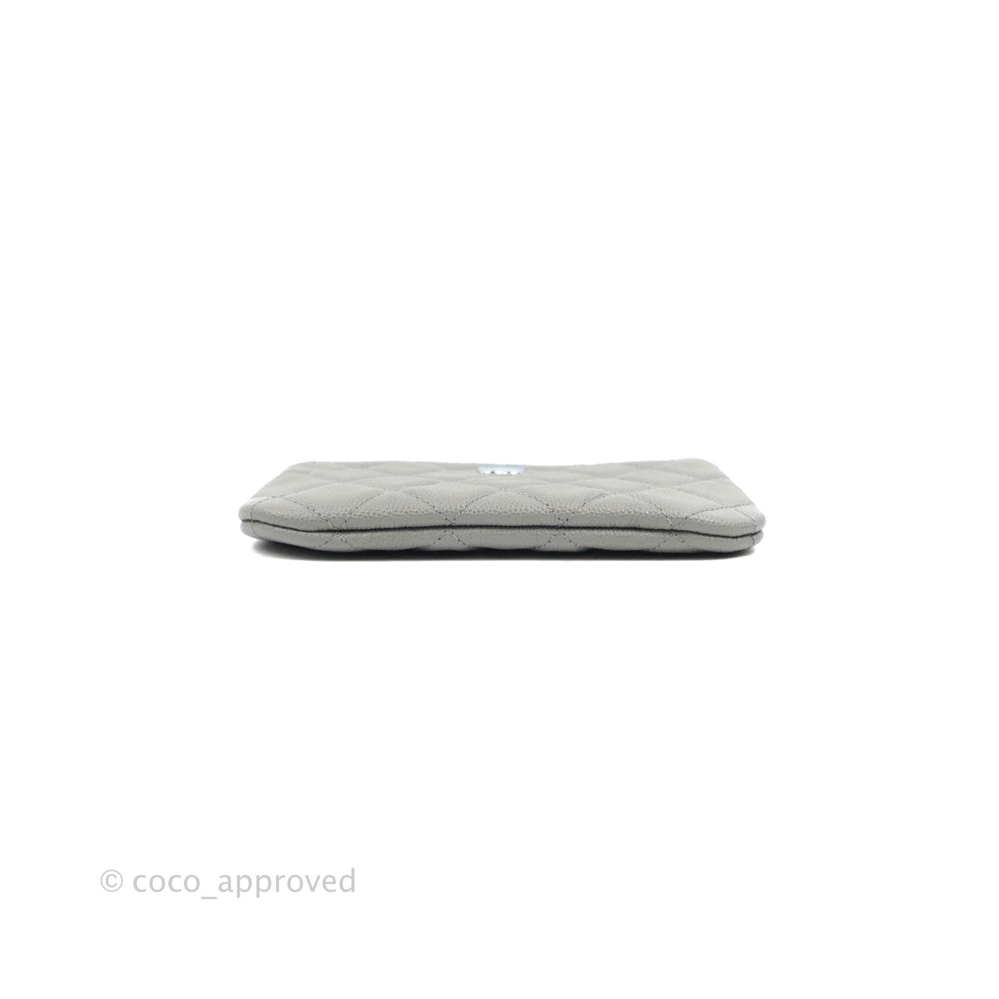 Chanel Quilted Mini O Case Grey Caviar Silver Hardware