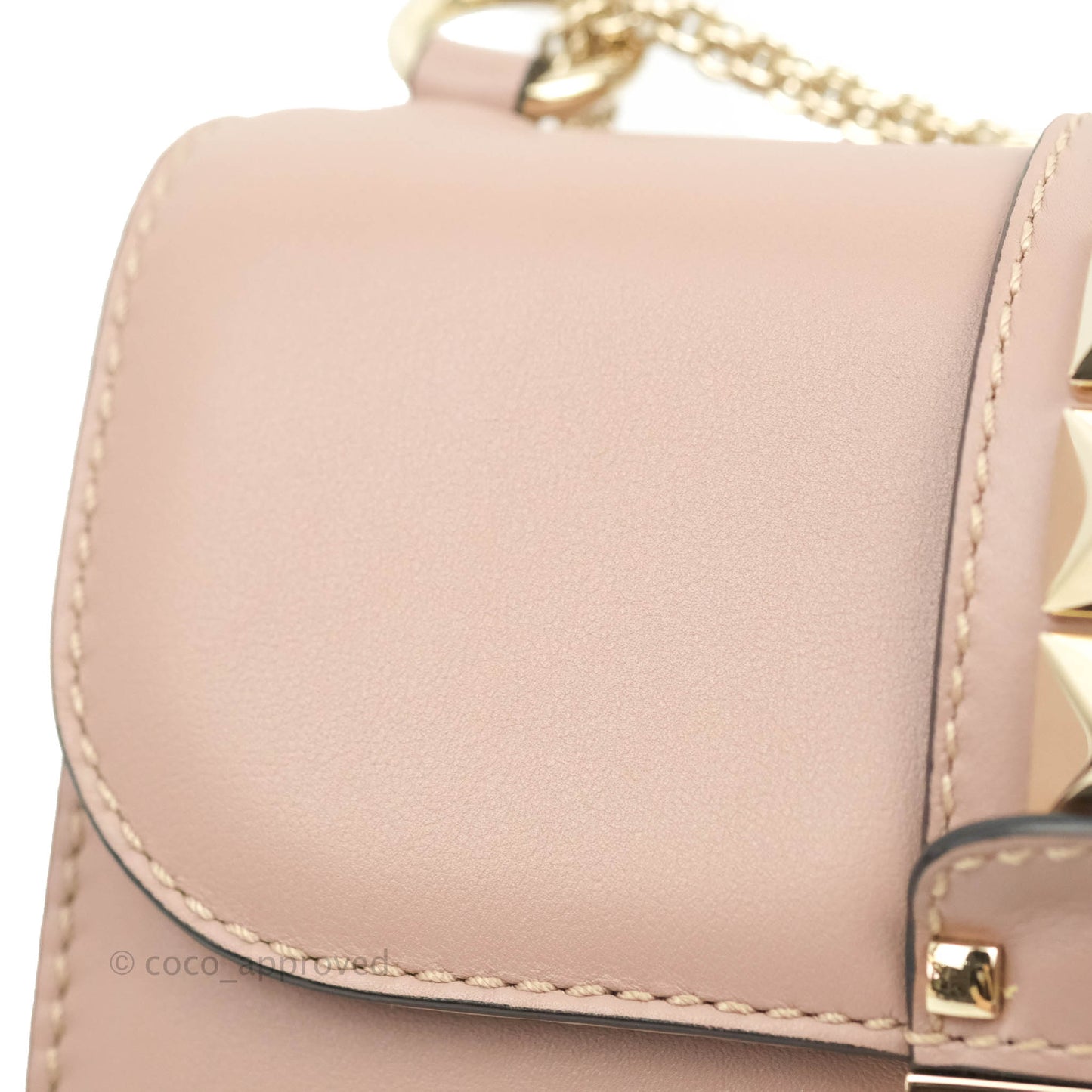 Valentino Small Vitello Glam Lock Rockstud Flap Poudre