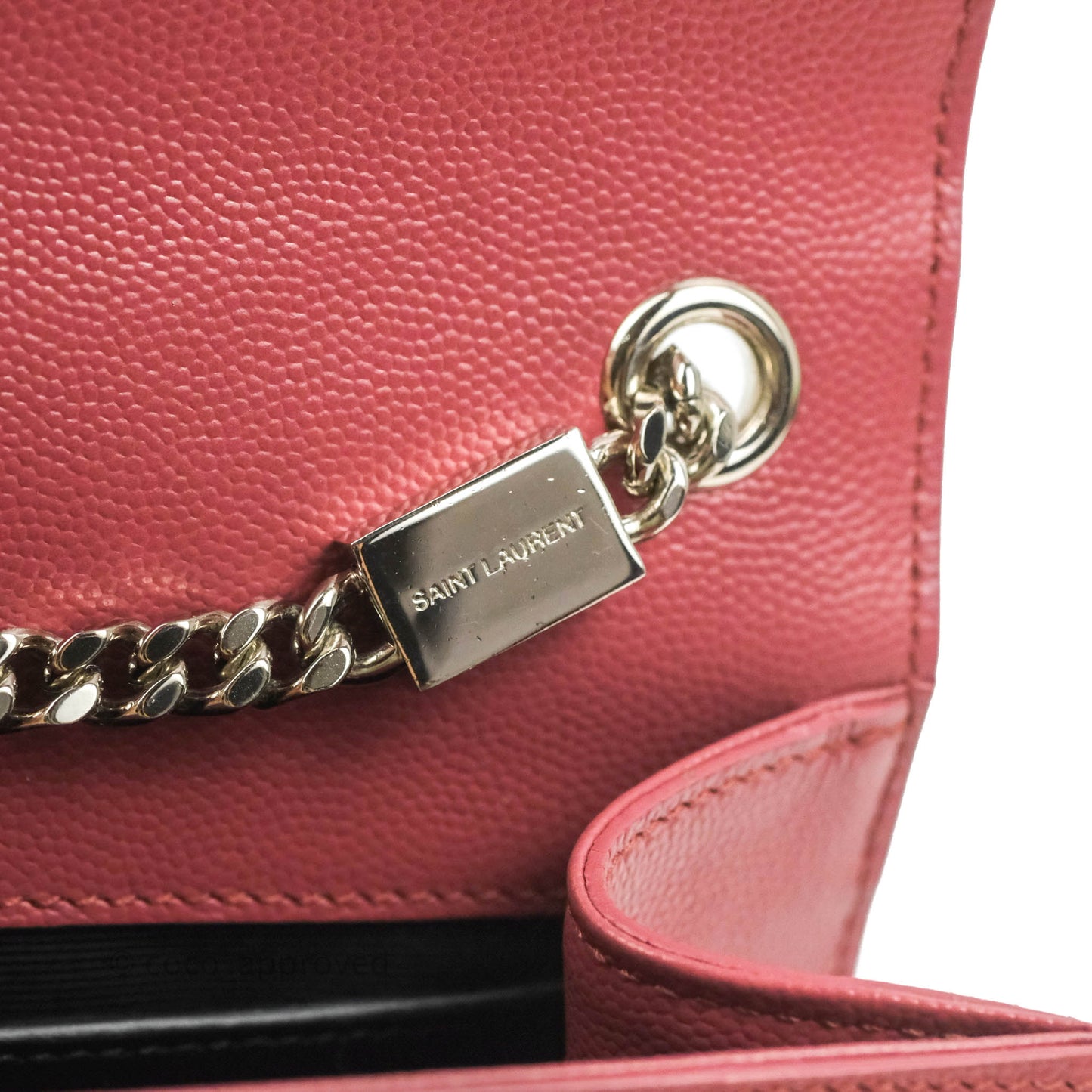 Saint Laurent New Small Classic Monogram Kate Chain Bag Mystic Rose Grained Calfskin Silver Hardware