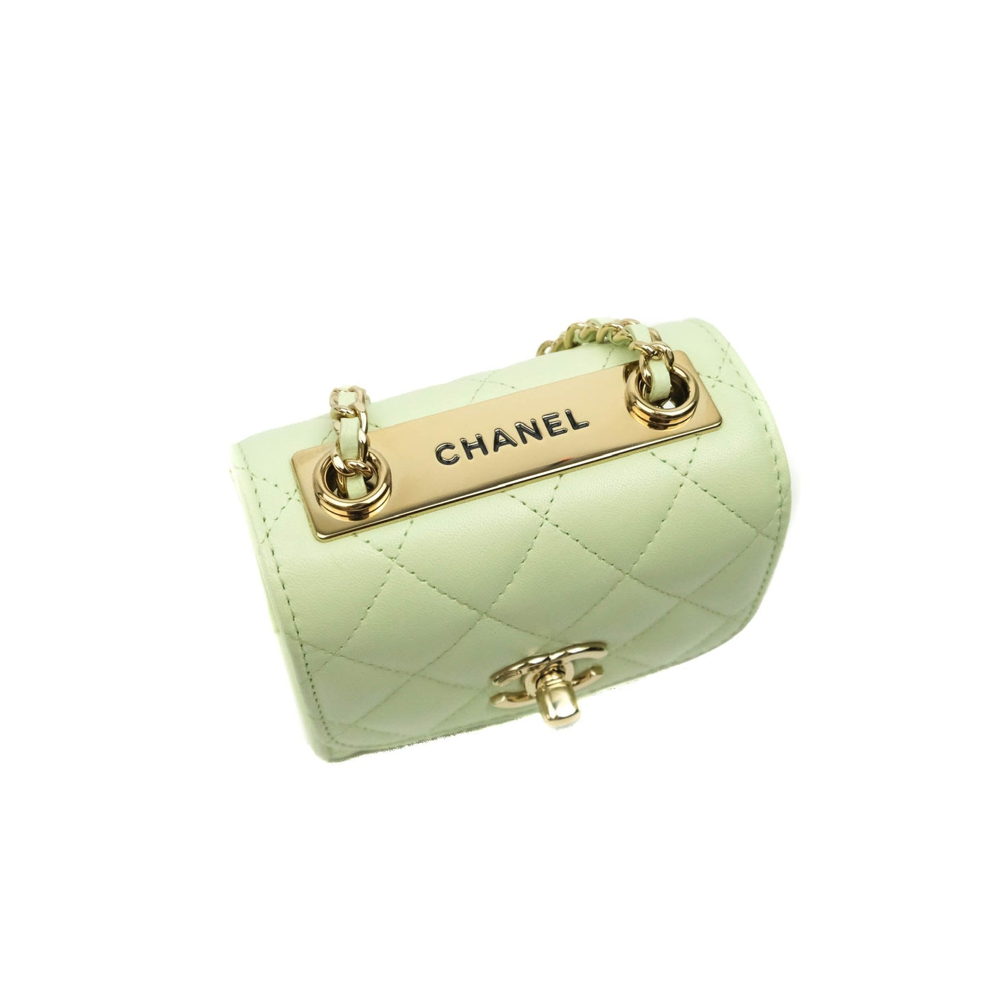 Chanel Mini Quilted Trendy CC Clutch With Chain Light Green Lambskin Gold Hardware