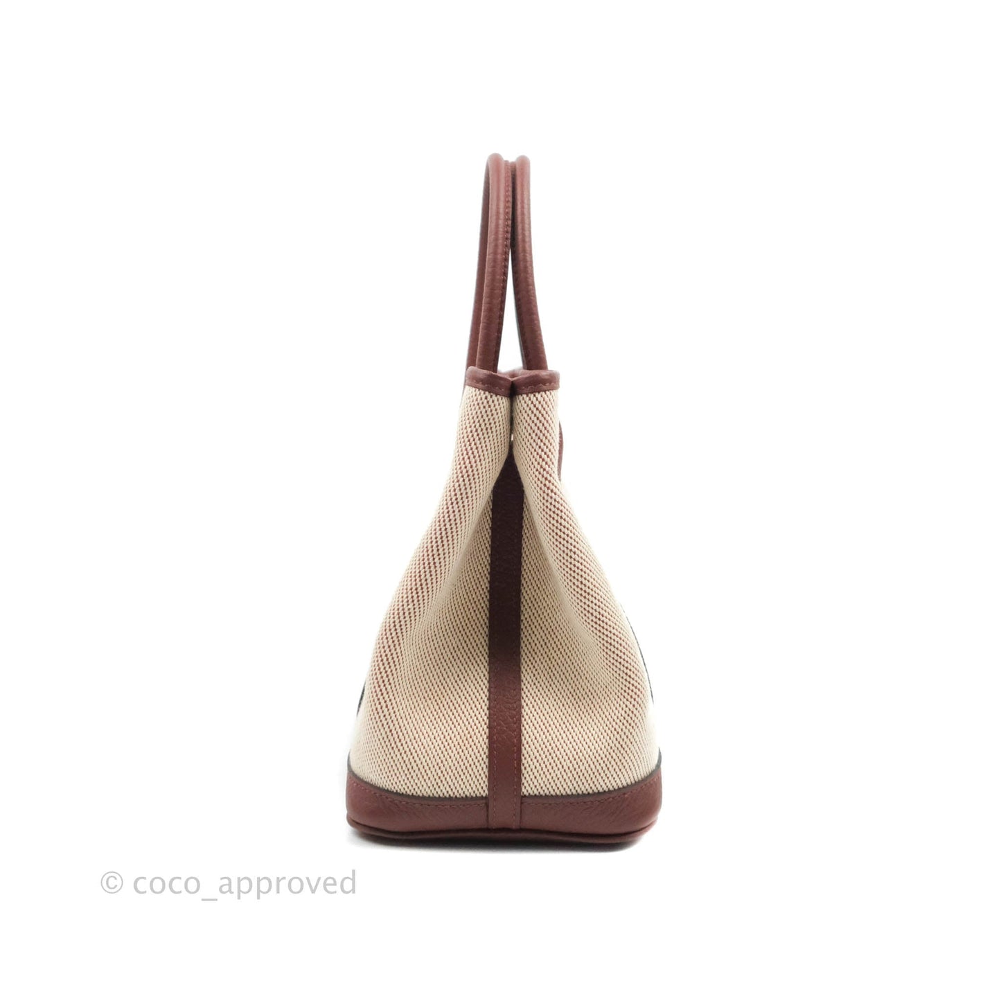 Hermès Garden Party 30 Canvas Framboise Rouge Sellier With Twilly