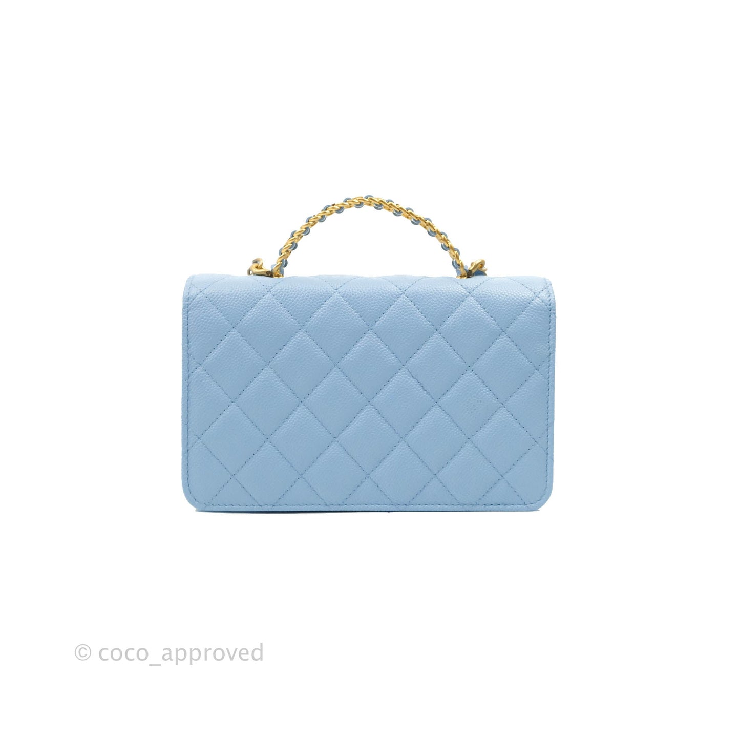 Chanel Top Handle Pick Me Up Wallet On Chain WOC Blue Caviar Gold Hardware 22S