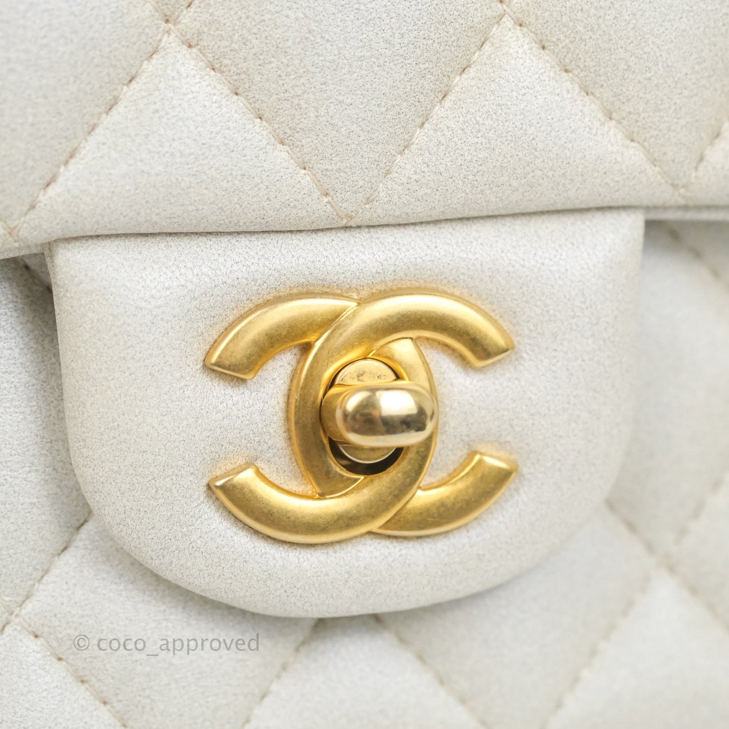 Chanel Top Handle Mini Rectangular Flap Bag Iridescent White Lambskin Aged Gold Hardware