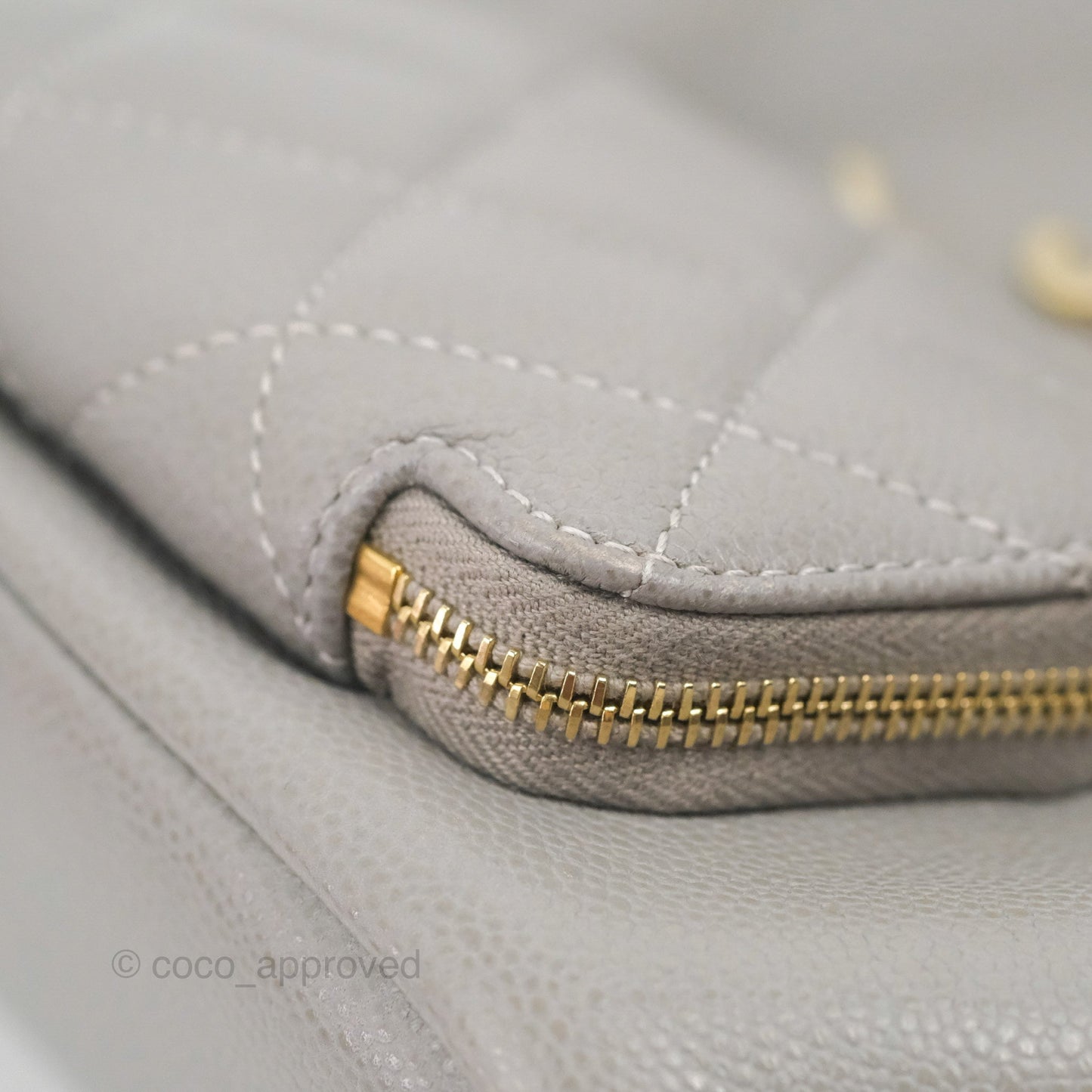 Chanel Business Affinity Drawstring Bucket Bag Grey Caviar Gold Hardware