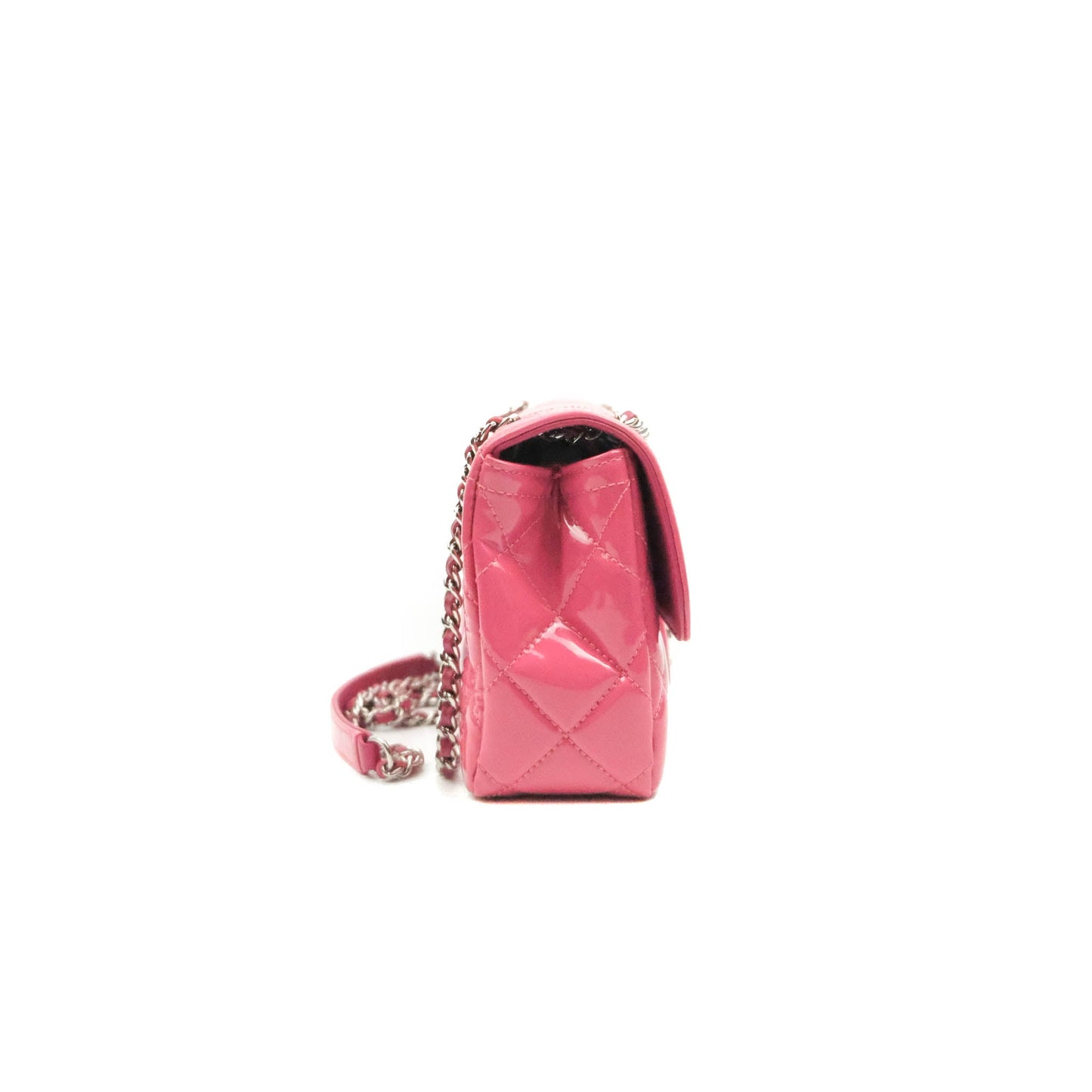 Chanel Coco Shine Small Flap Quilted Patent Calfskin Pink Silver Hardware