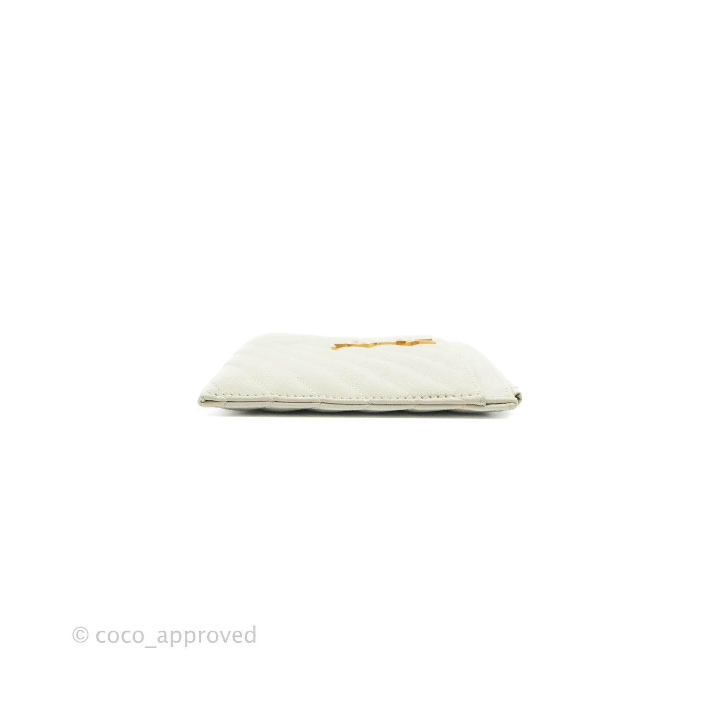 Saint Laurent Envelope Zip Pouch Ivory Caviar Gold Hardware