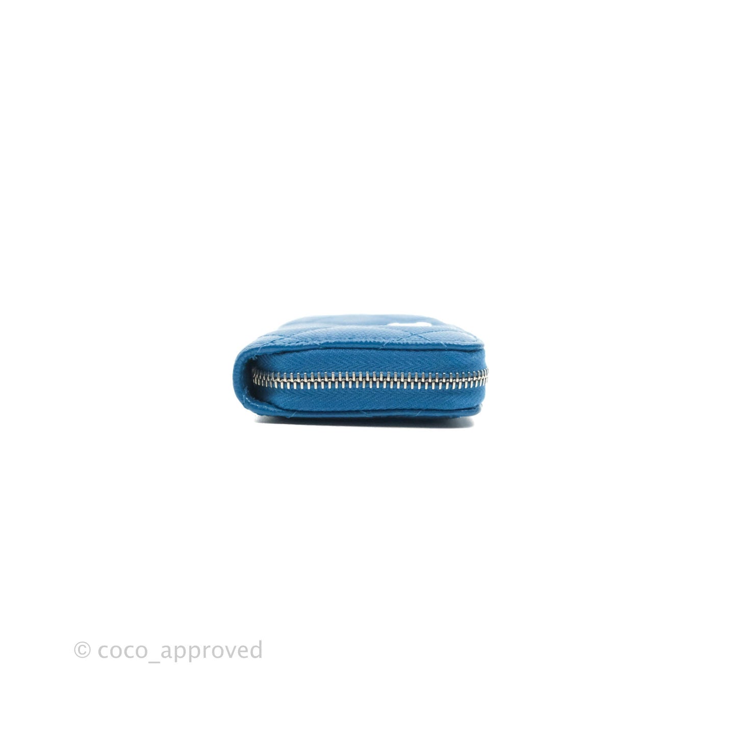 Chanel Classic Zipped Coin Purse Blue Caviar Silver Hardware