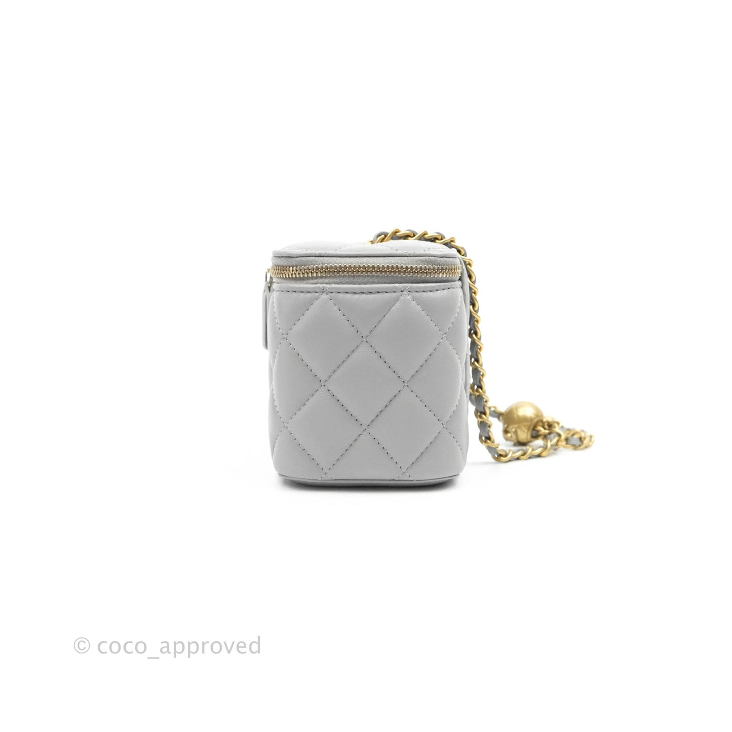 Chanel Vanity with Pearl Crush Chain Grey Lambskin Aged Gold Hardware