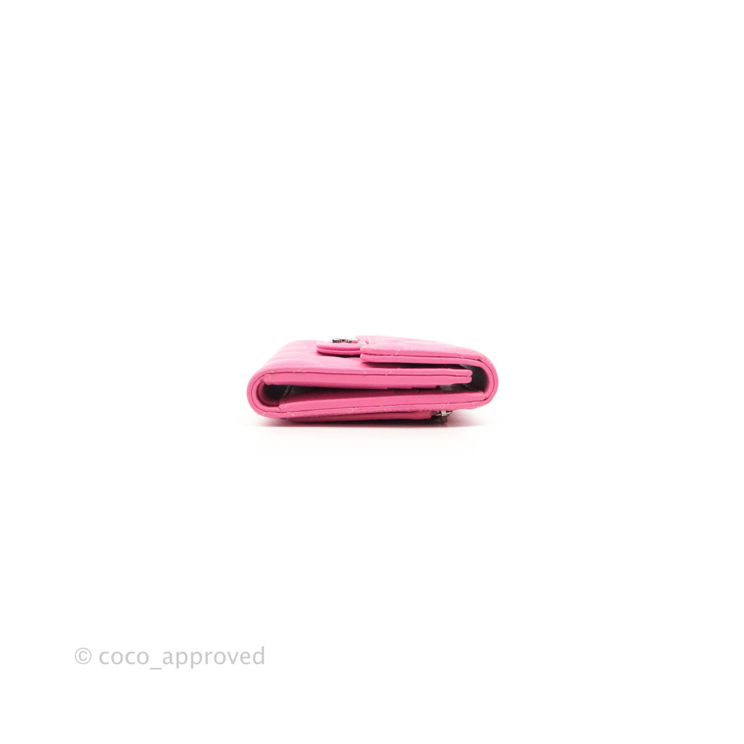 Chanel Classic Flap Wallet Pink Lambskin Silver Hardware