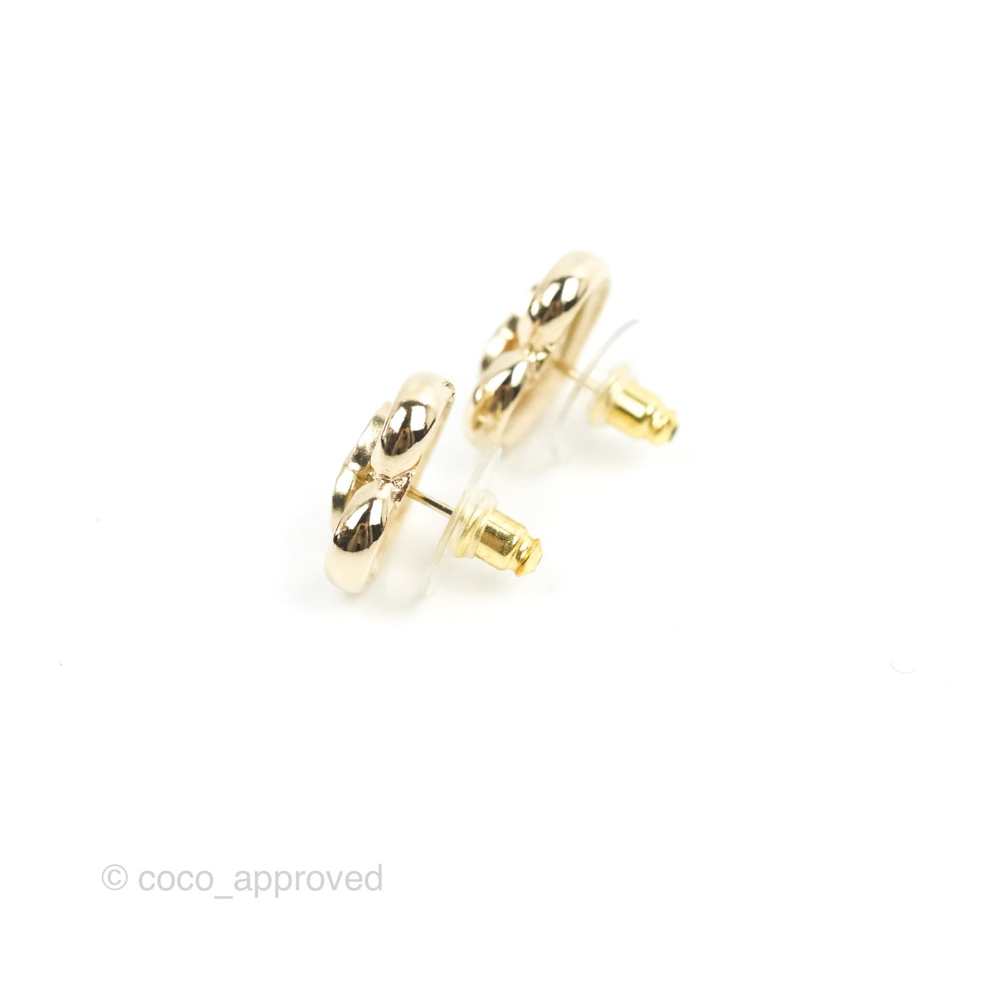 Chanel CC Crystal Heart Shape Earrings Gold Tone 23C