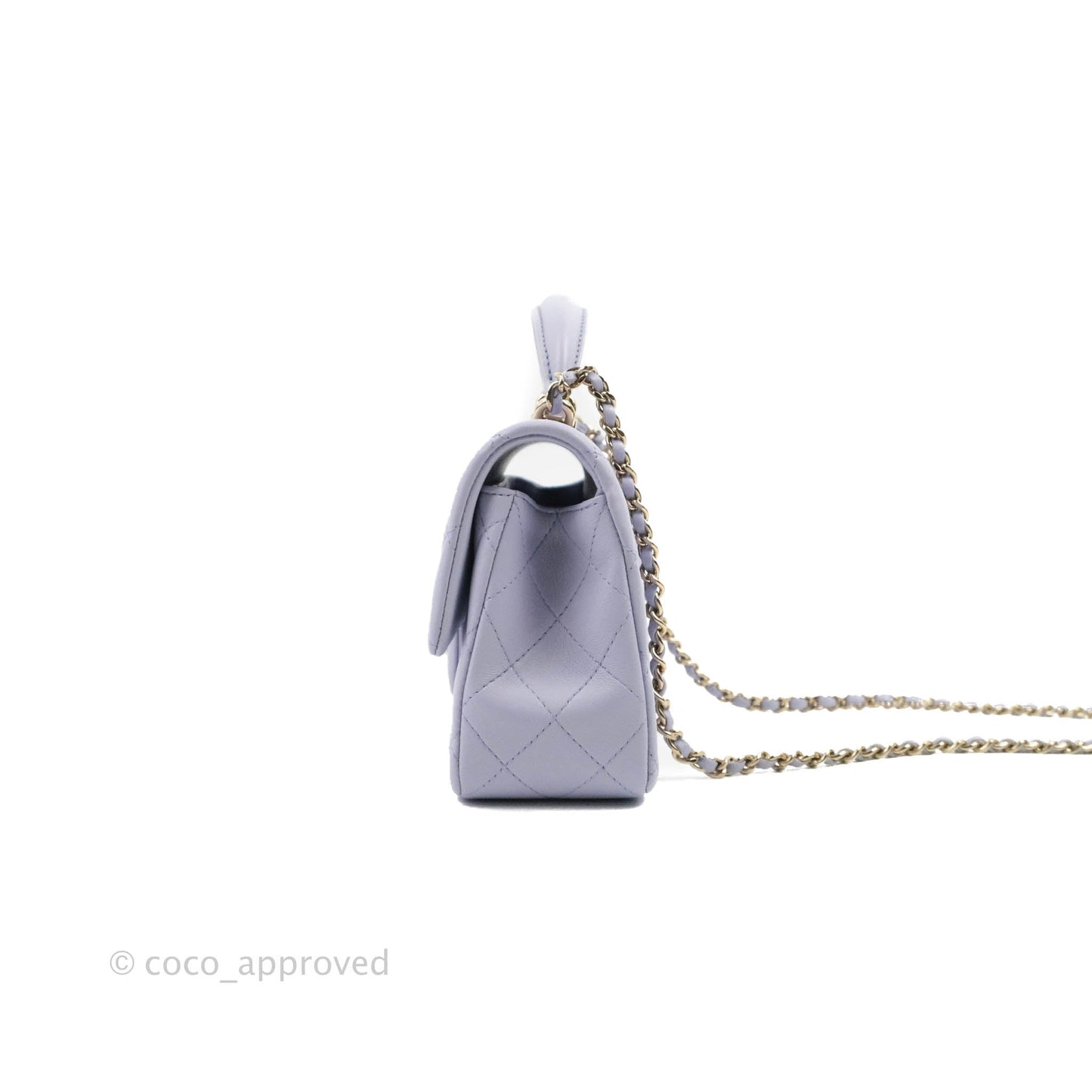 Chanel Top Handle Mini Rectangular Flap Bag Lilac Lambskin Gold Hardware