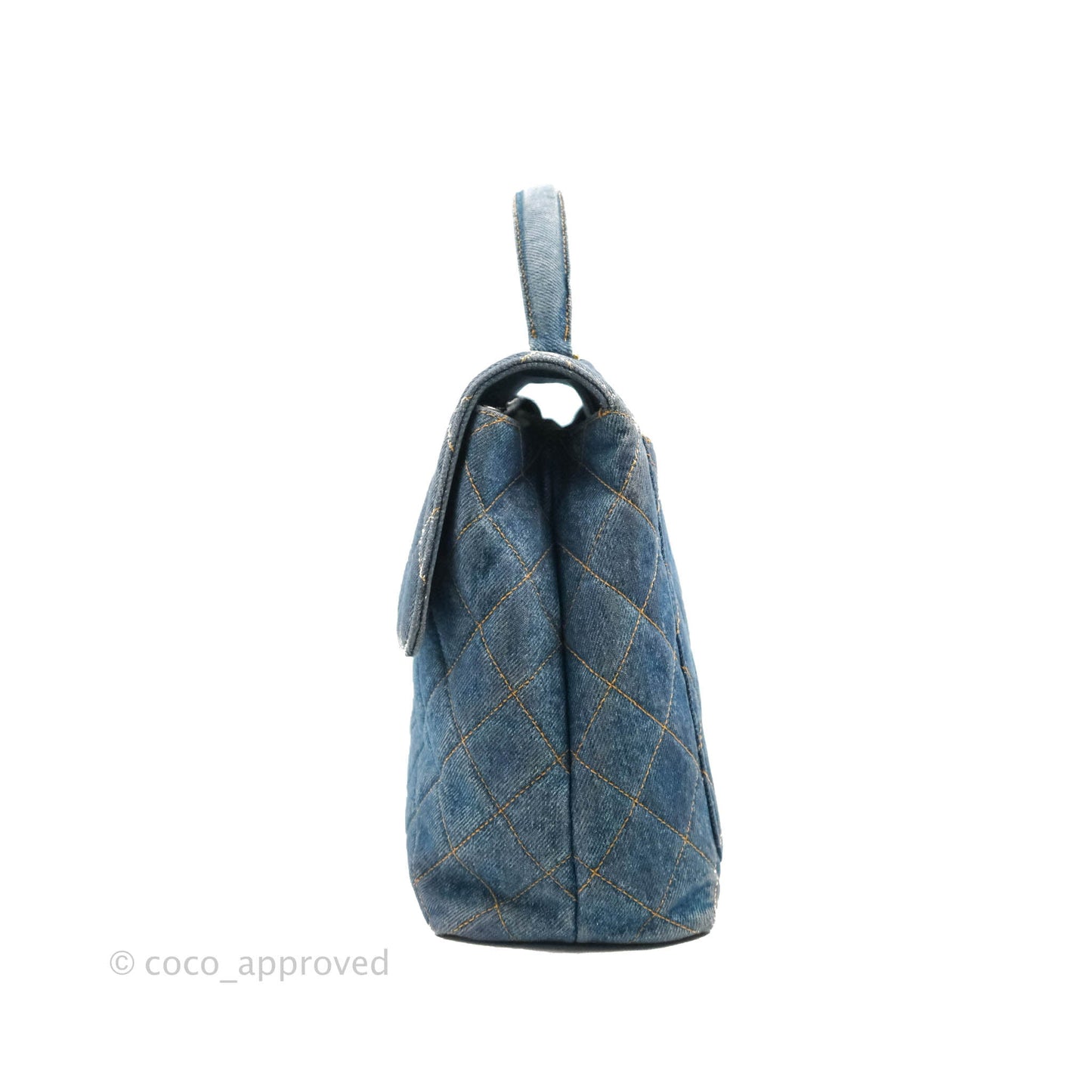 Chanel Vintage Quilted Kelly Bag Denim 24K Gold Hardware
