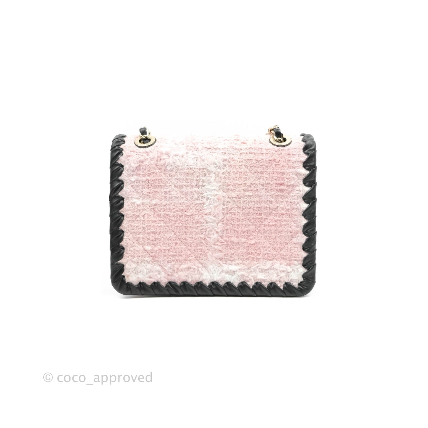 Chanel Mini My Own Frame Flap Pink White Tweed Braided Calfskin 22S