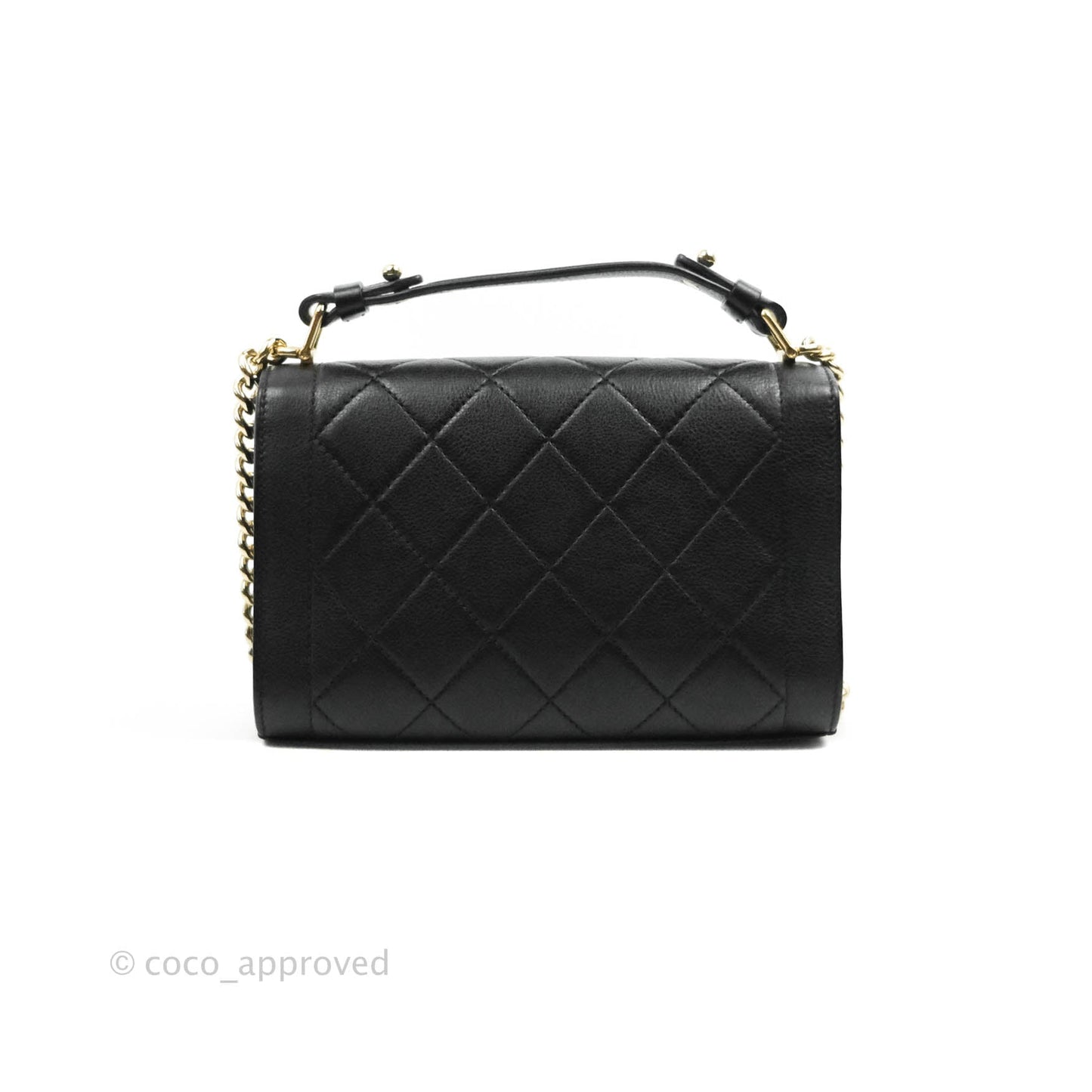 Chanel Quilted Small Label Click Flap Bag Black Grained Calfskin Gold Hardware