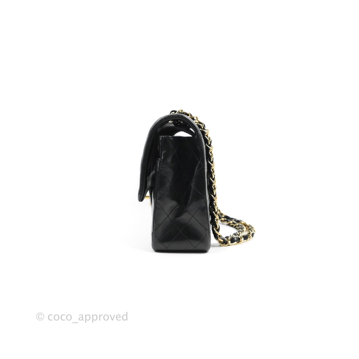 Chanel Classic M/L Medium Double Flap Black Lambskin Gold Hardware
