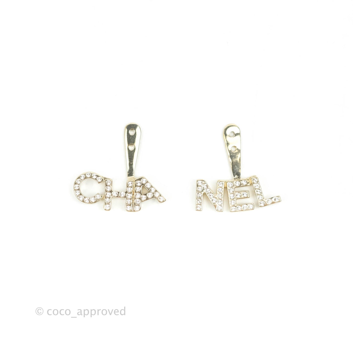 Chanel CC Pearl Rhinestone Earrings Gold Tone 21A