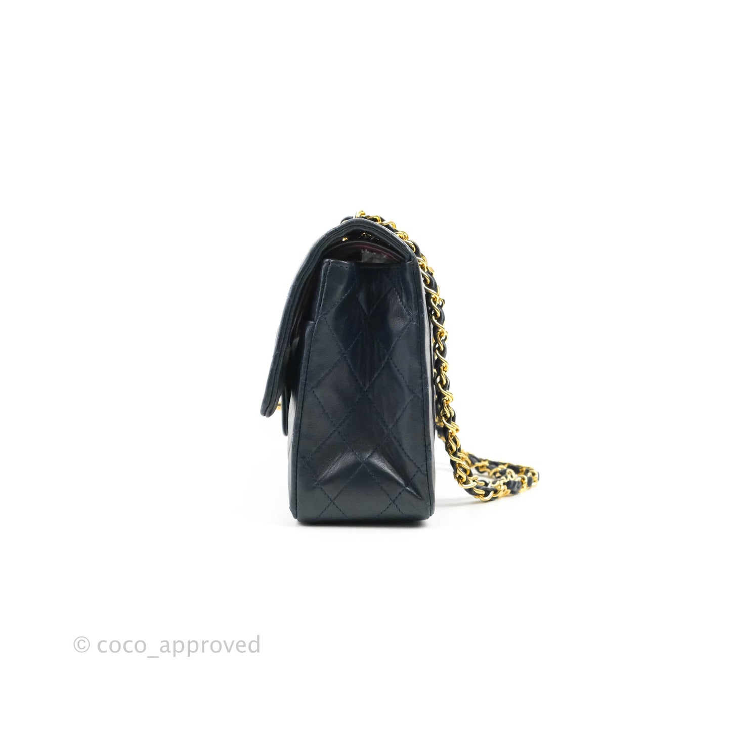 Chanel Classic Vintage Medium M/L Flap Navy Lambskin 24K Gold Hardware