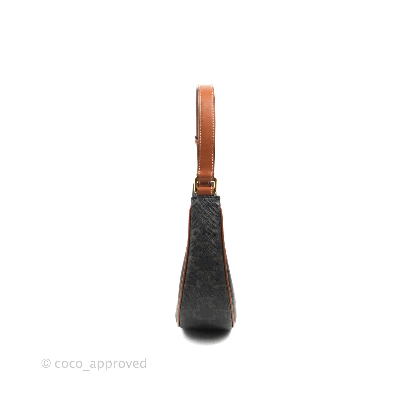 Celine Ava Bag In Triomphe Canvas Calfskin Tan