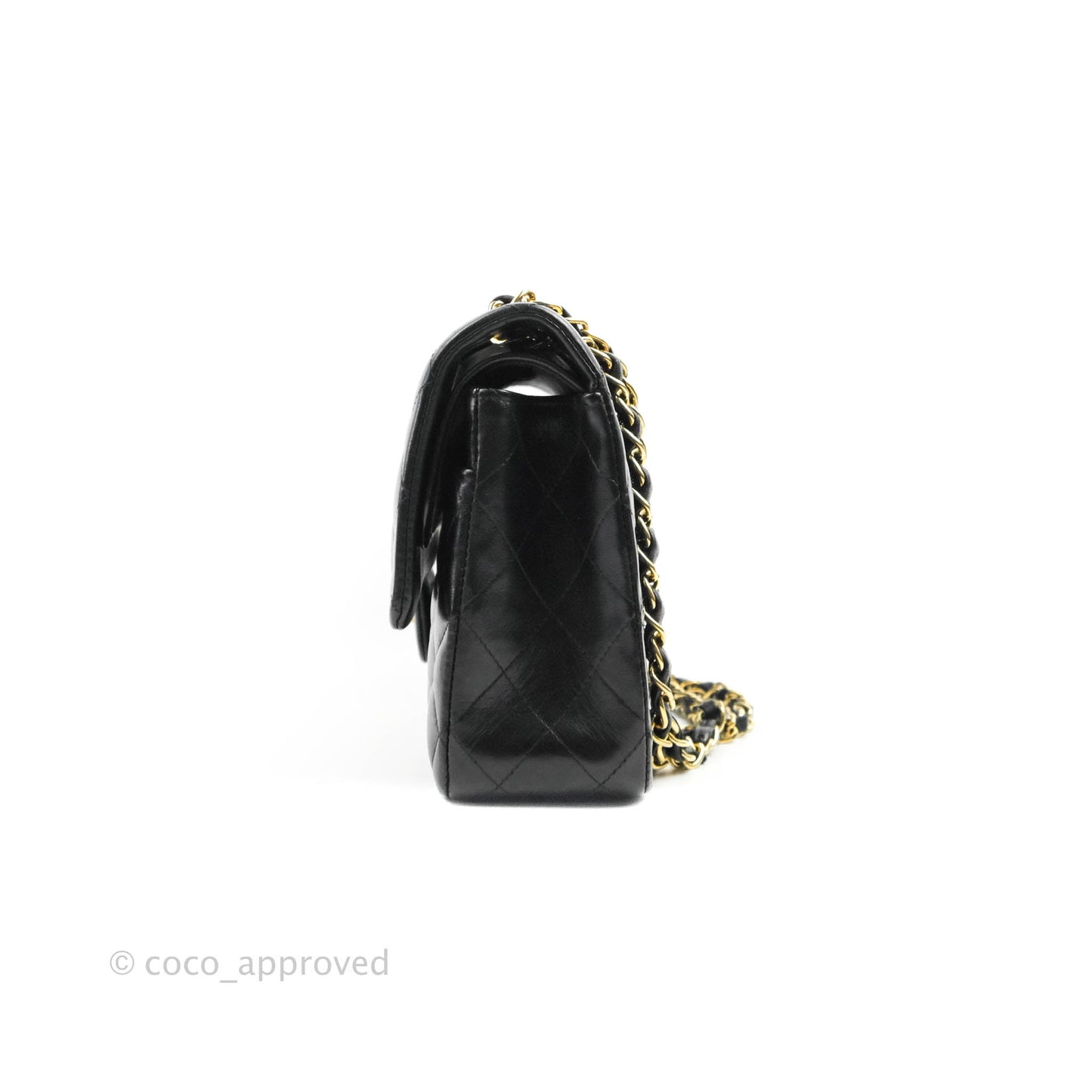 Chanel Classic M/L Medium Flap Quilted Black Lambskin 24K Gold Hardware