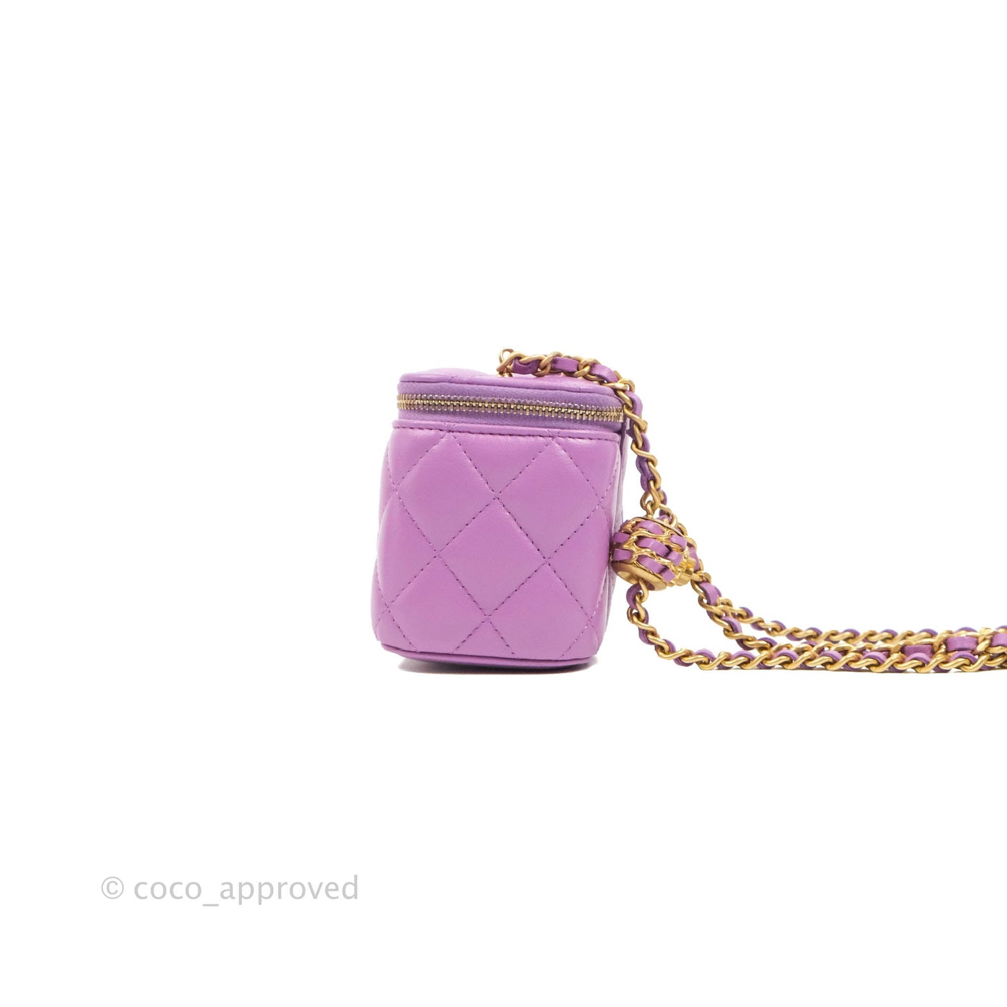 Chanel Classic Mini Pearl Crush Vanity With Chain Purple Lambskin Aged Gold Hardware