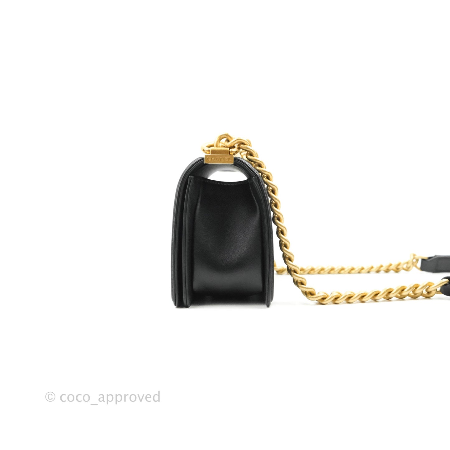 Chanel Small Boy Bag Black Calfskin Gold Hardware
