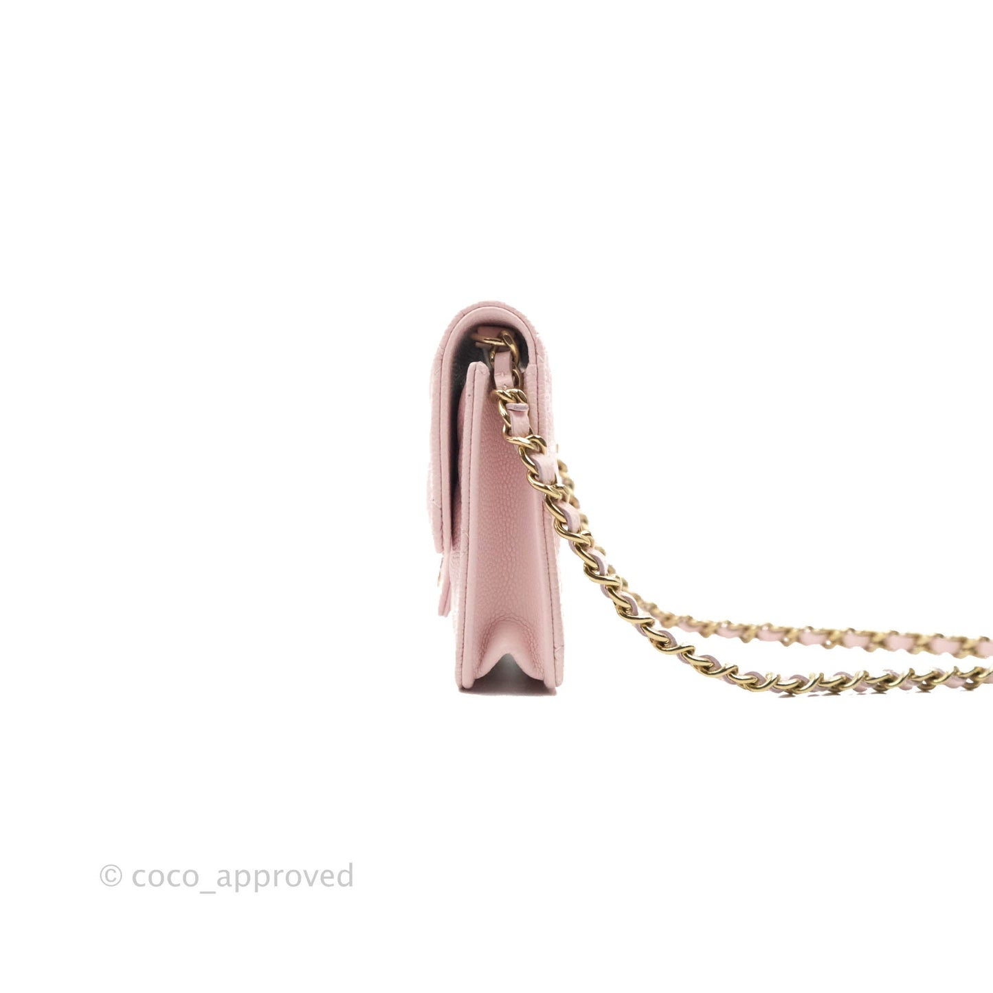 Chanel Mini Wallet With Chain Light Pink Caviar Gold Hardware
