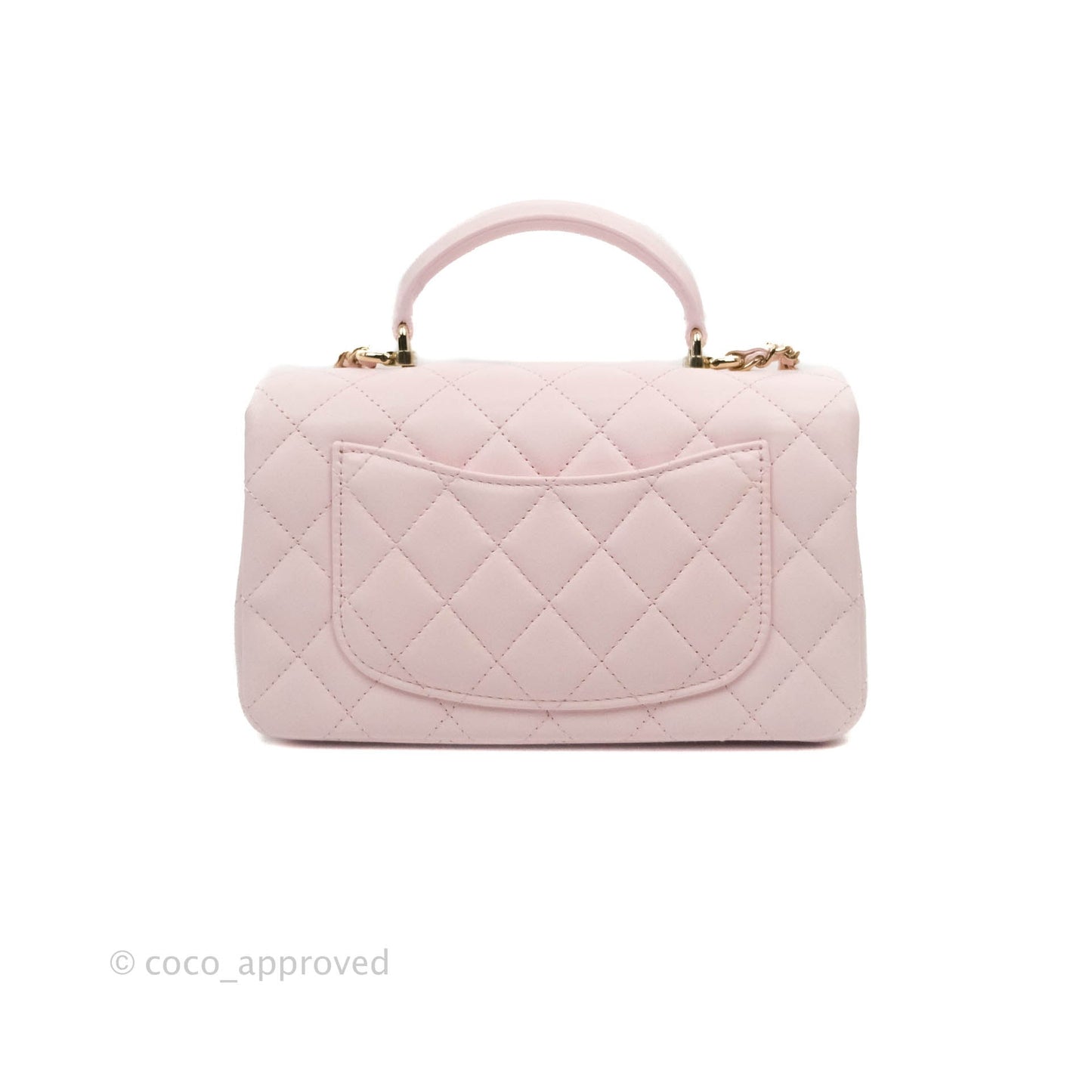 Chanel Top Handle Mini Rectangular Flap Bag Light Pink Lambskin Gold Hardware 22P