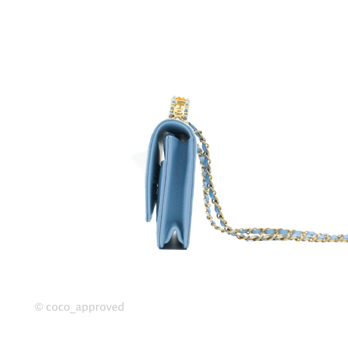 Chanel Top Handle Pick Me Up Wallet On Chain WOC Blue Caviar Gold Hardware 22S