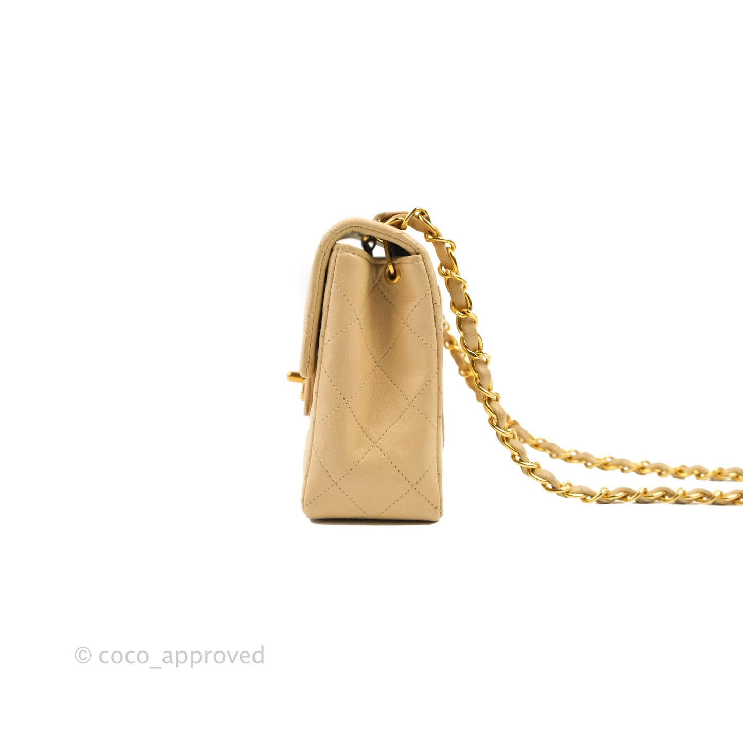 Chanel Vintage Mini Square Beige Lambskin 24K Gold Hardware
