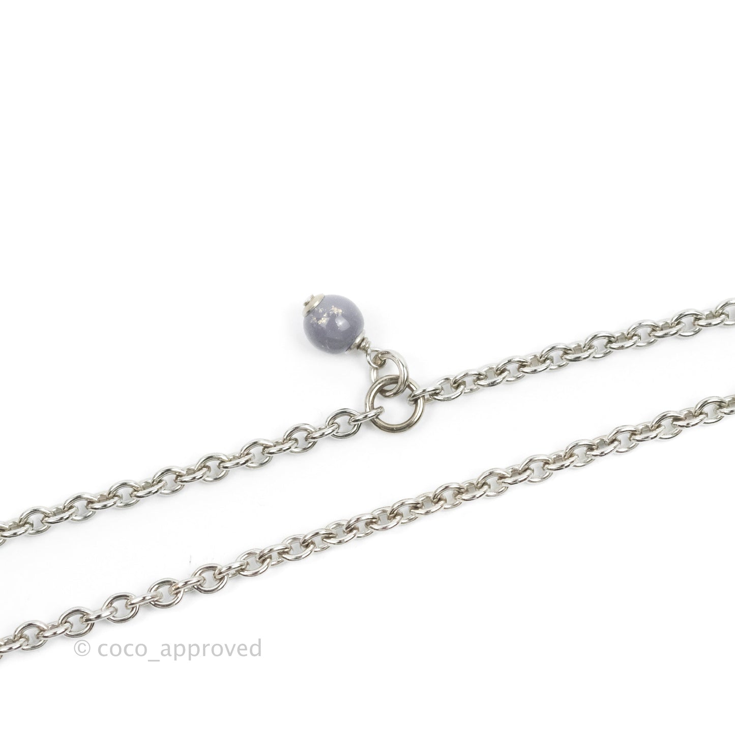 Chanel CC Crystal With Pearl Rhinestone Necklace Silver Tone 17K