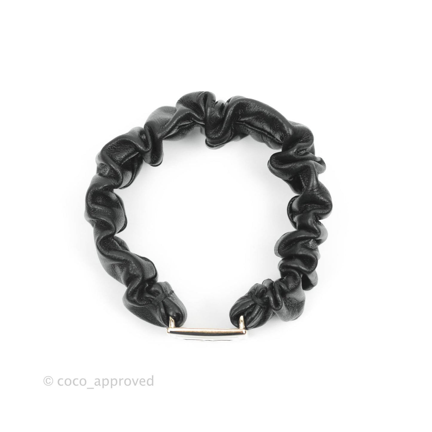 Chanel CC Black Leather Hair Accessory Gold Tone 21B