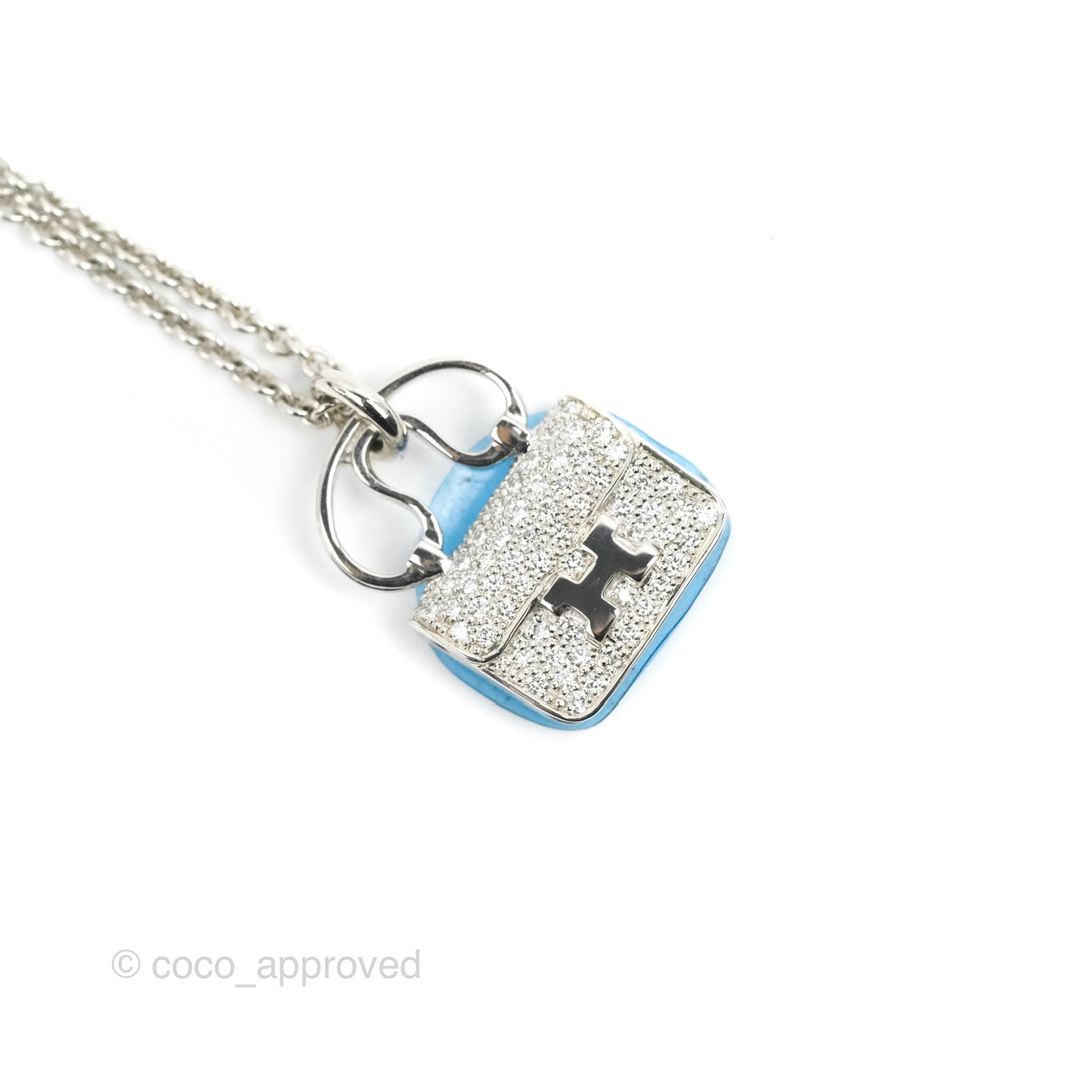 Hermès Constance Amulettes Diamonds Pendant Necklace White Gold