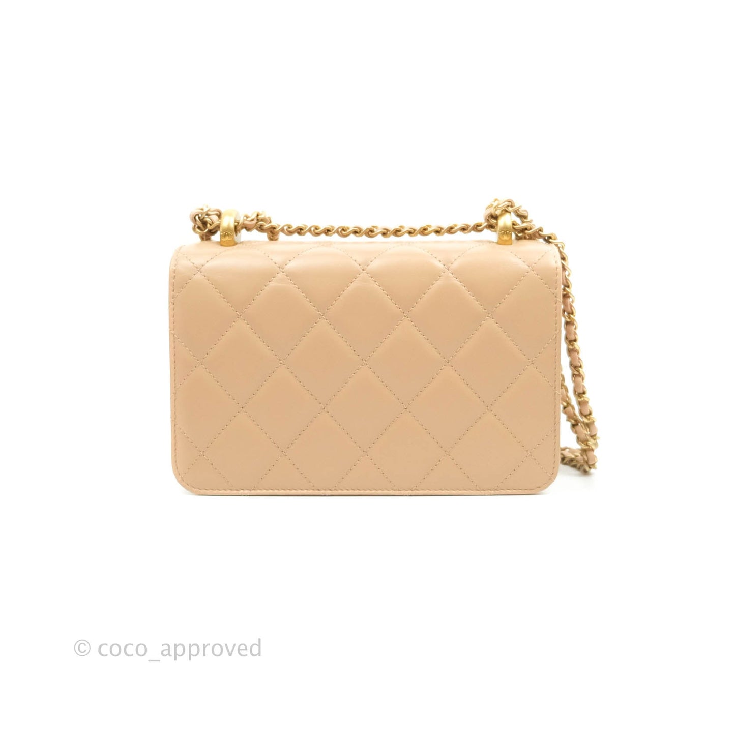 Chanel Quilted Mini Perfect Fit Adjustable Beige Calfskin Gold Hardware 21A