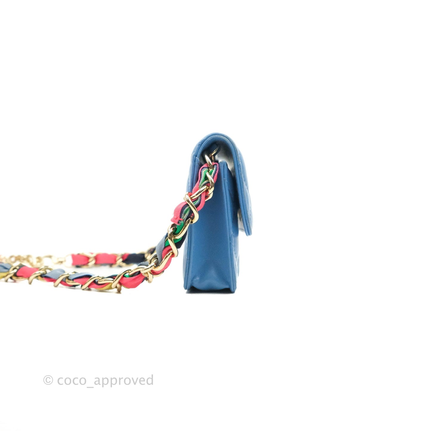 Chanel Ribbon Belt Bag Blue Lambskin Gold Hardware