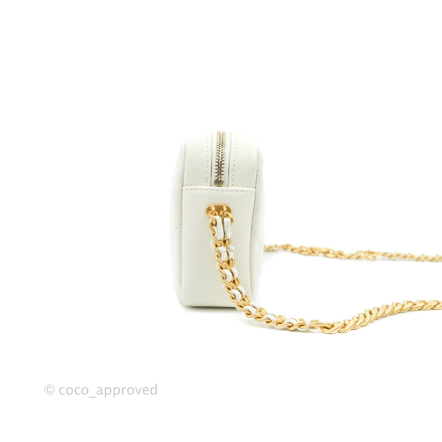 Chanel Melody Camera Bag White Caviar Gold Hardware 22S