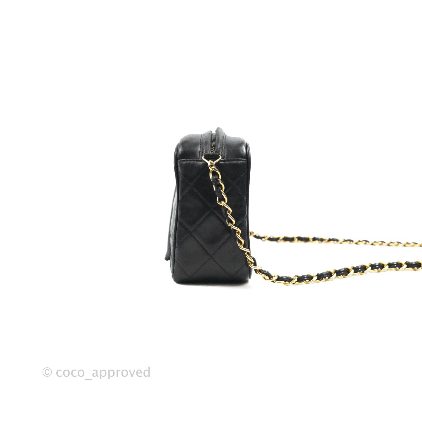 Chanel Vintage Small Camera Bag Black Lambskin Gold Hardware