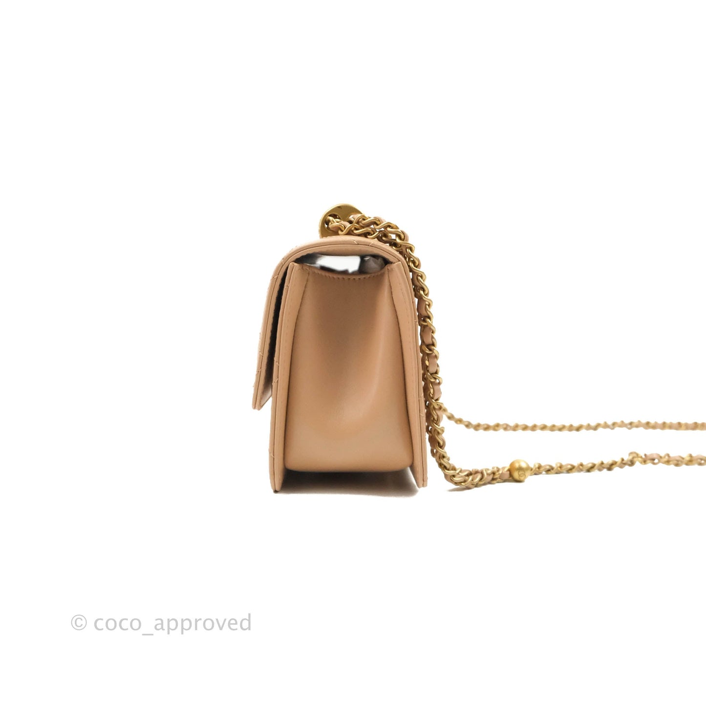Chanel Quilted Perfect Fit Adjustable Beige Calfskin Gold Hardware 21A