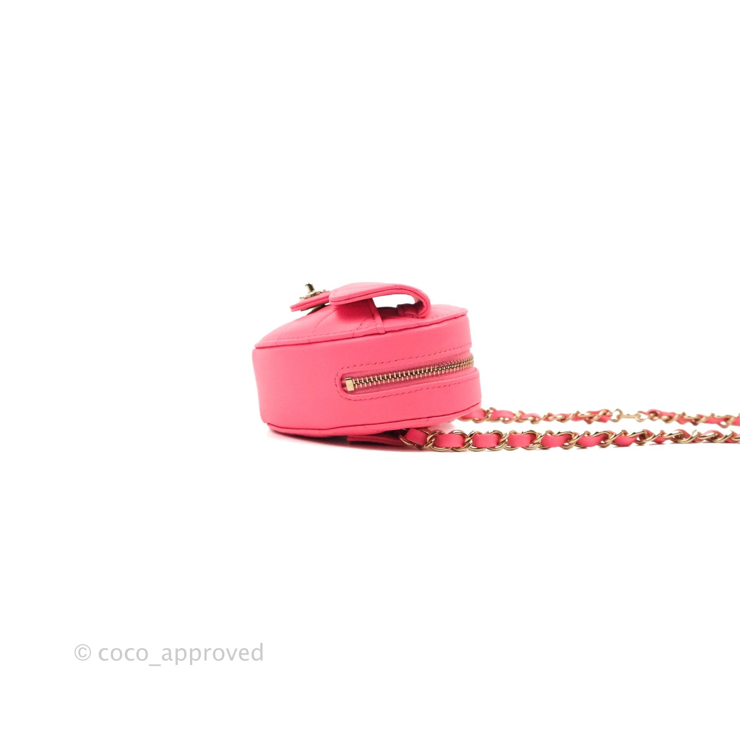 Chanel Mini Heart Belt Bag Pink Lambskin Gold Hardware 22S