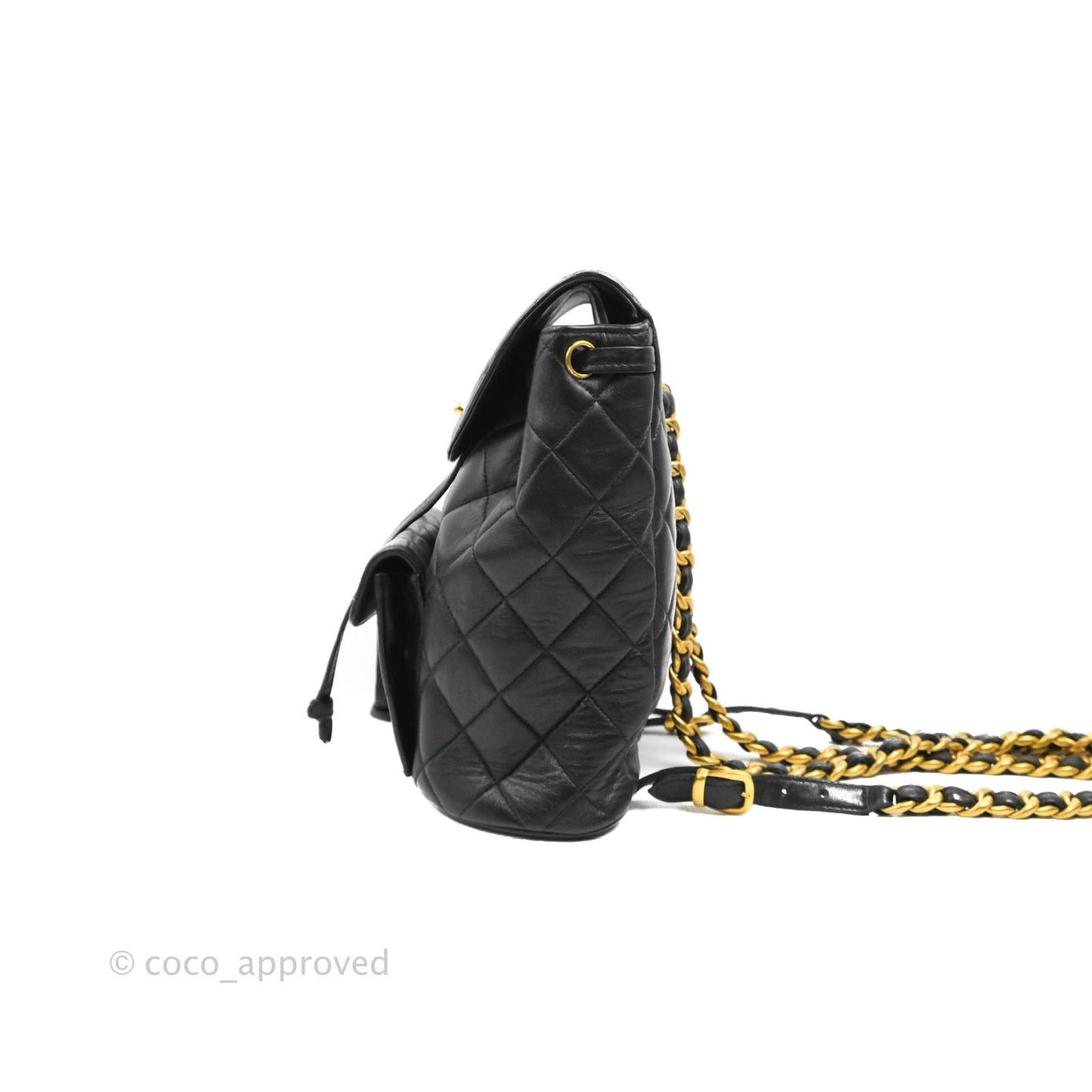 Chanel Vintage CC Duma Backpack Black Lambskin 24K Gold Hardware