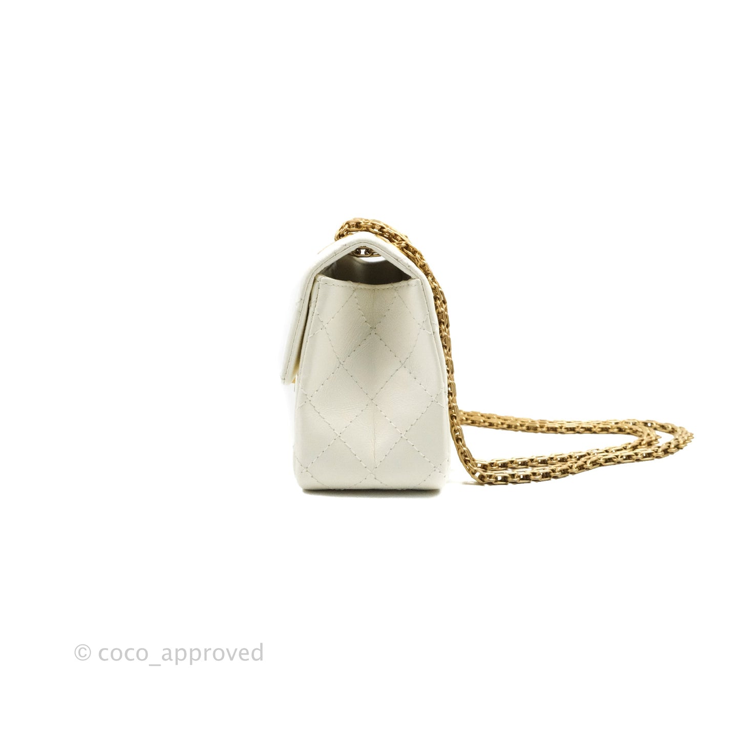 Chanel Mini Reissue 224 White Aged Calfskin Aged Gold Hardware