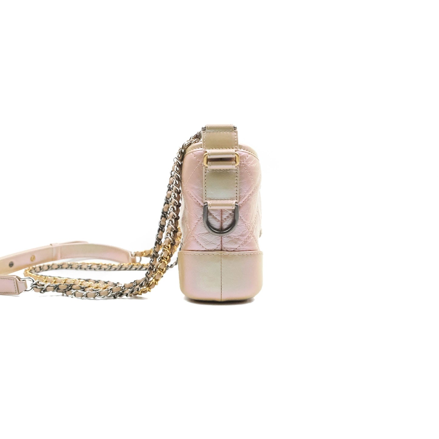 Chanel Small Gabrielle Hobo Iridescent Pink Aged Calfskin Mixed Hardware