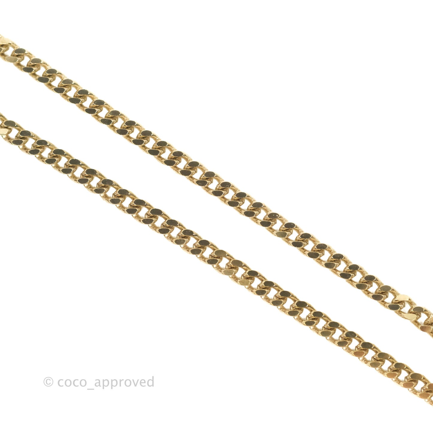Chanel Crystal Tag Charm Necklace Gold Tone 21 C
